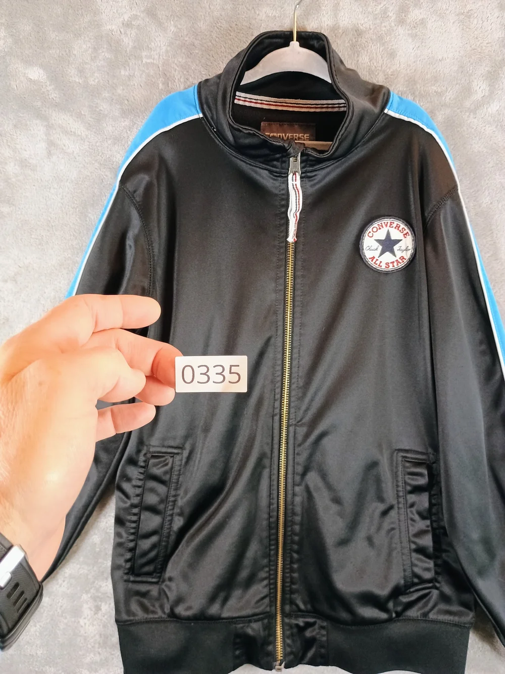 Boys Converse Full Zip Track Jacket with Blue Stripe Size 10/12